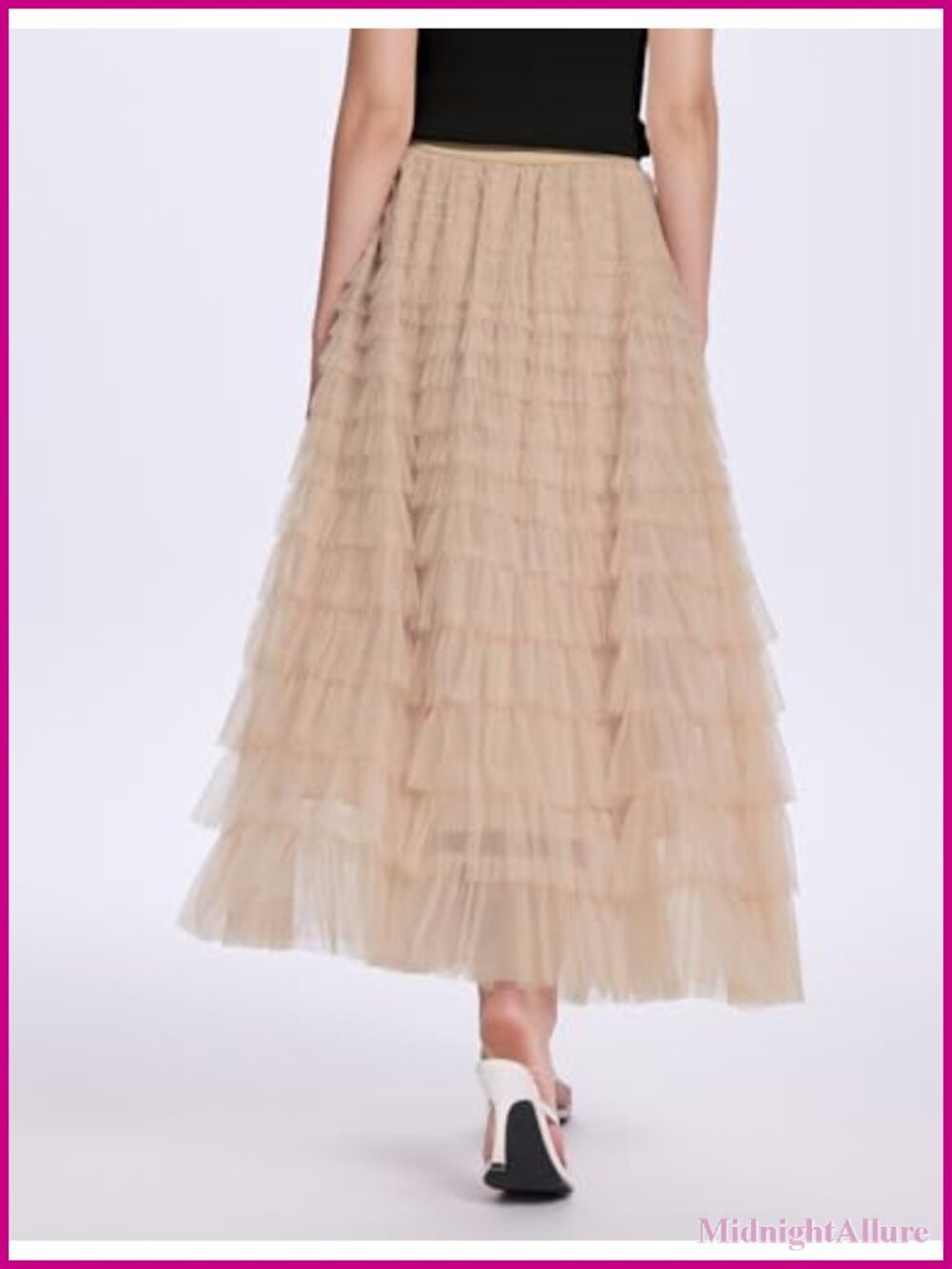 Tulle Maxi Skirt High Waist Tiered A Line Layered Fairy Skirt Wedding Guest - Picture 3 of 6